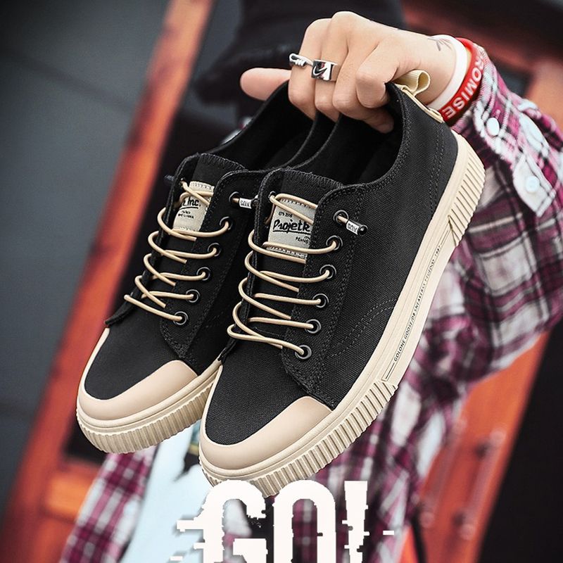 ASSKLO Premium shoes Men shoes canvas shoes breathable men's shoes trendy shoes shoes versatile trendy board shoes casual shoes Black