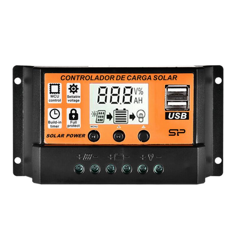 Updated Version Solar Charge Controller 30A/20A/10A 12V 24V Auto Solar Charge Controller MPPT/PWM Controllers LCD Dual USB Output Solar Panel PV Regulator USB 5V LCD Display