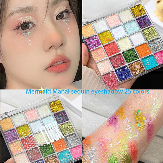 Capel 25 color mermaid sequins eye shadow explodes shiny transparent earth color pearlescent matte student stage makeup