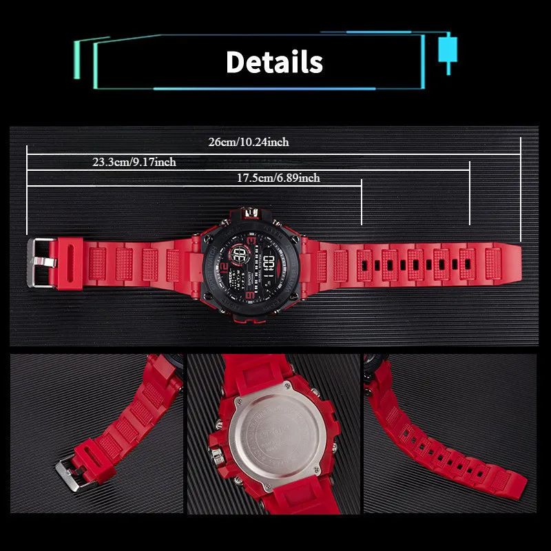 Men Watch Outdoor Sport Watches Multifunction Electronic Watches Anti Drop and Shock-absorbing Wristwatches, Chrono Waterproof Men Watches Led Digital Watch