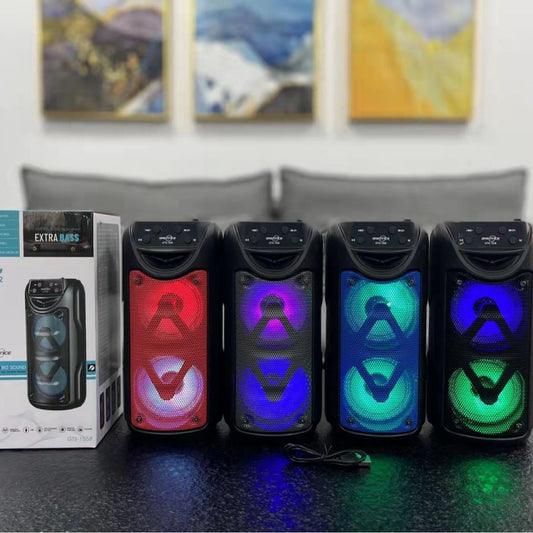 PortableColorful lights, Bluetooth speakers, plug-in music player, wireless speaker, Fast delivery within 1-5 days, Outdoor portable dual 3-inch Audio Video plug-in music player For Dancing Party