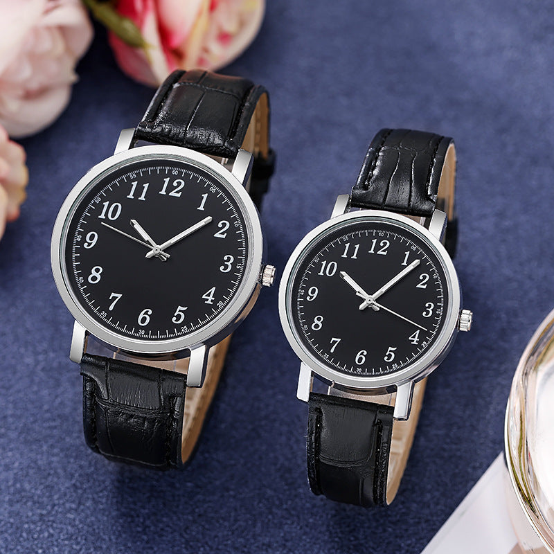 Couple Watches Simple Korean Women Watch Female And Male Student All-match Alloy Quartz Leather Wristwatch Quartz Lovers Watch Temperament Men's Watch Clock Valentines Gift