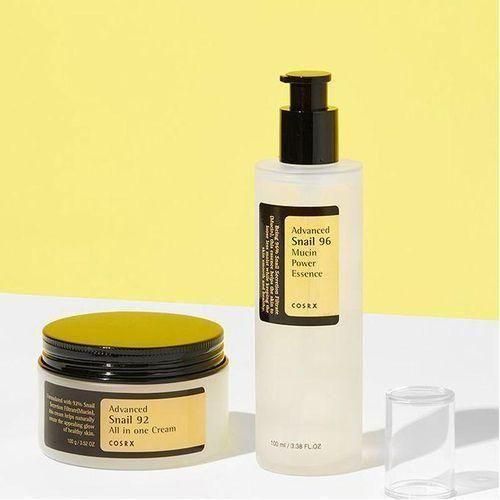 COSRX Advanced Snail 96 Mucin Power Essence + Advanced Snail 92 All In One Cream.