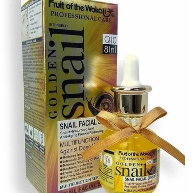 Wokali Golden Snail Facial Serum with Hyaluronic Acid Multifunction 8 in 1 Face Serum Fruit of the Wokali