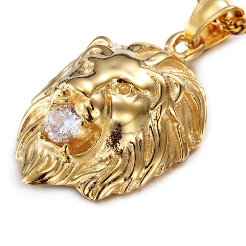 New Fashion Diamond-Encrusted Lion Head Men'S Pendant Cool Men'S Fashion Jewelry Personalized Gift