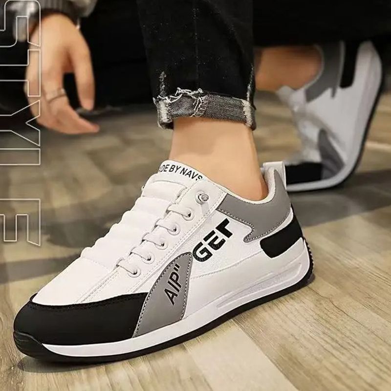ASSKLO Fashion Designer Men Sneakers Outdoor Casual Shoes PU Leather Breathable Walking Sports Shoes Men's Running Forrest Gump Shoes Flat Shoes Loafers Soft Sole Comfortable Durable white black
