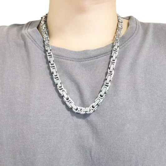 Aesthetic silver chain man chunky necklace or bracelet Byzantine Link chain for man rapper hip hop chain necklace stainless steel no fade necklace chain accessory jewelry for men