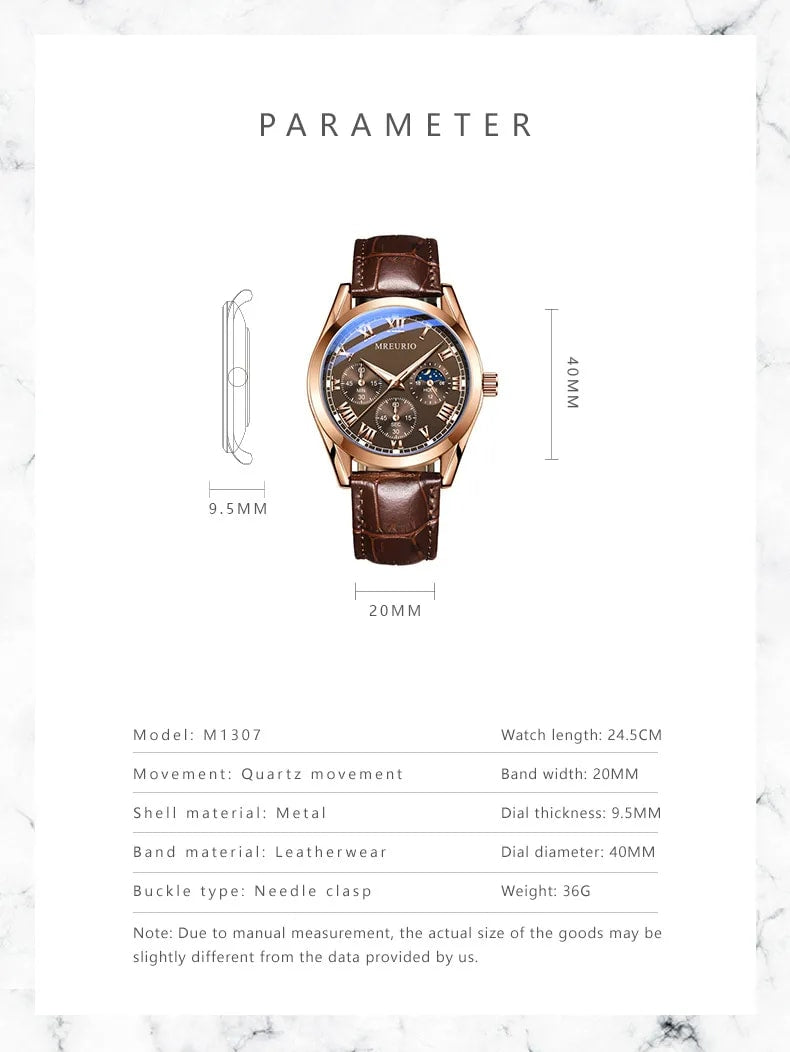 New Arrivals Men's Quartz Watch Leather Strap Sport Wristwatch Male Watch Wrist Watch Valentines Gift Fake Three Eye Luxury Watch Fashion Watch Non-Mechanical Quartz Business Wristwatches