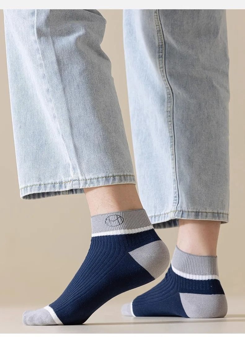 ASSKLO 5 Pairs Fashion 100% cotton socks Men's Socks Anti Odor Socks Men Short socks anti odor Ankle Socks Breathable Sweatproof Street Deodorant Invisible Women's socks unisex socks Classy Comfort