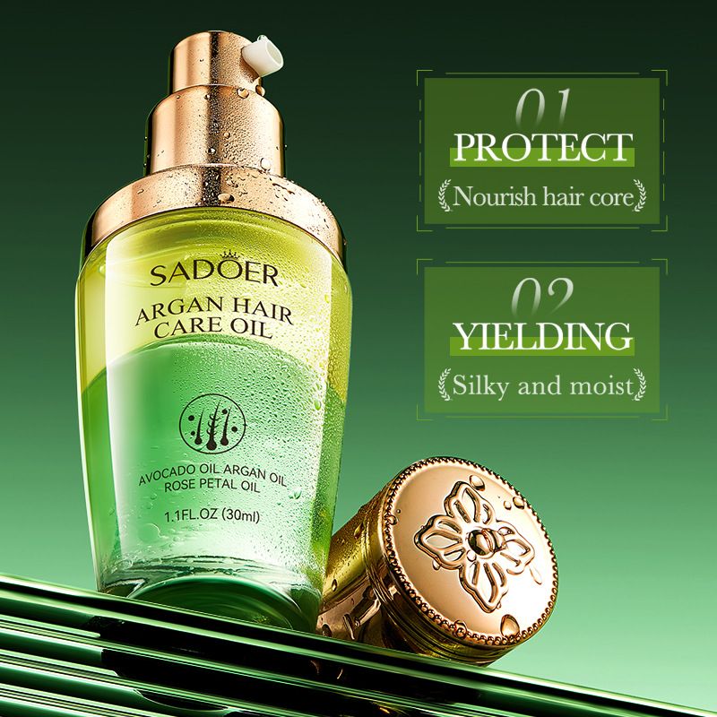SADOER Triple Plant Serum in One Rose Petal Oil, Coconut Oil, Argan Oil Hare Care Oil, For Hair Softening Hair Repair
