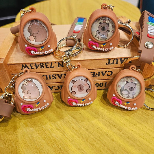 Cartoon Capybara Luminous Schoolbag Night Light Keychain Creative Cute Capybara Keychain Small Gift