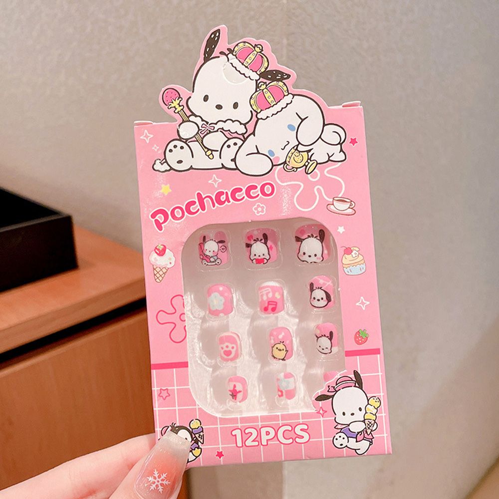 Hot selling children's nail art, bright pink, gradient color, European nail art, fake nail wearing nail art