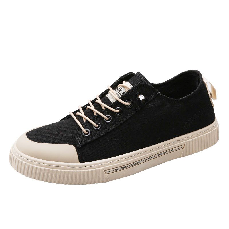 ASSKLO Premium shoes Men shoes canvas shoes breathable men's shoes trendy shoes shoes versatile trendy board shoes casual shoes Black