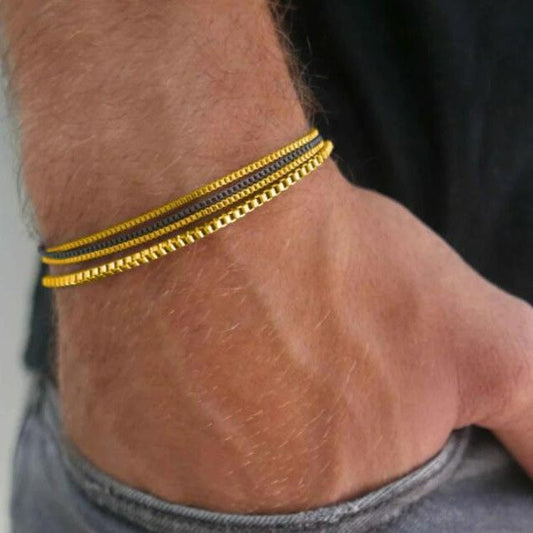 4Pcs/Set Stainless Steel Adjustable Box Chain Bracelets for Men Simple Vintage Silver Color Cuban Bracelets Sets Party Jewelry