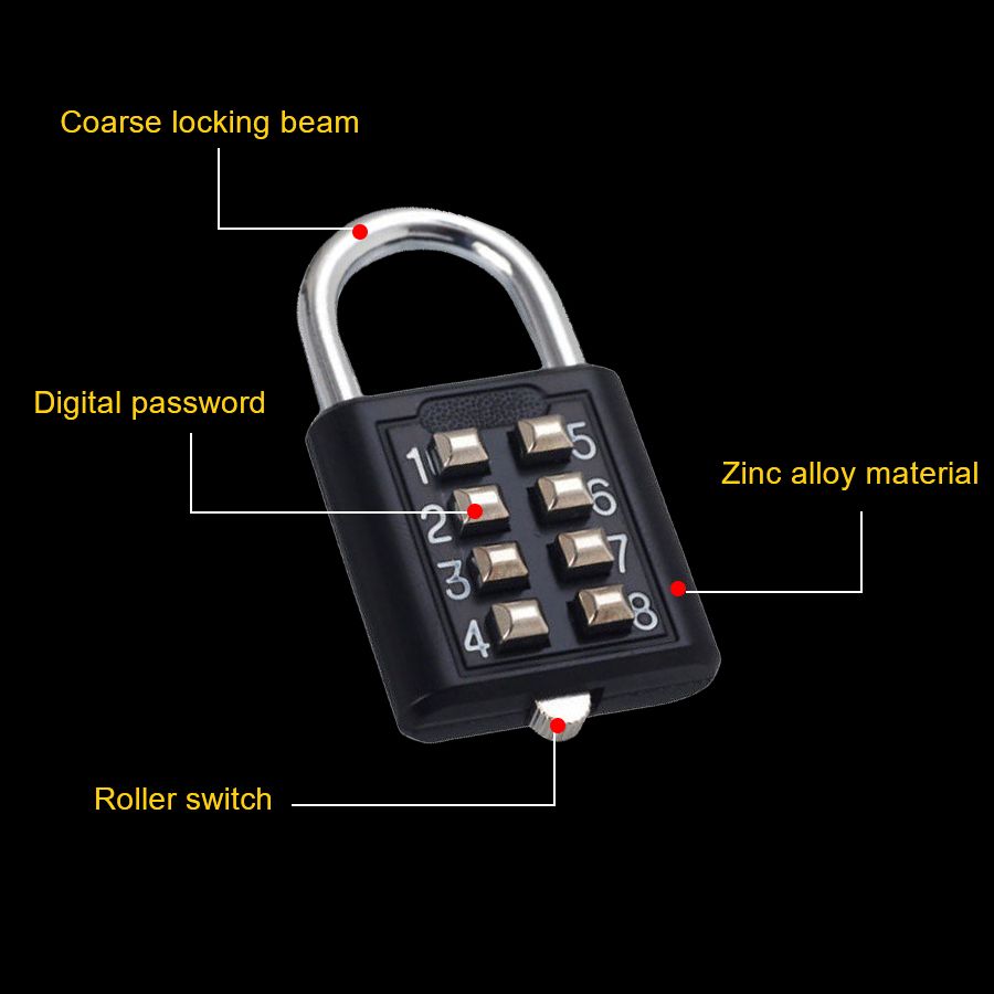 Smart Password Combination Padlock10/8/6 Digits Keypad Lock Outdoor Waterproof Anti-theft Safe Padlock Hasp Mini Code Padlock For School Office Luggage Door Lock Cabinet File Box Locker Toolbox Fence