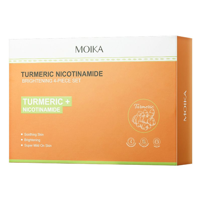Turmeric Brightening 4-Step Skincare Set - Clarifying Cleanser, Hydrating Toner, Dark Spot Serum & Nourishing Cream | Reduces Dullness, Fades Acne Marks & Balances Oil for Glowing Skin