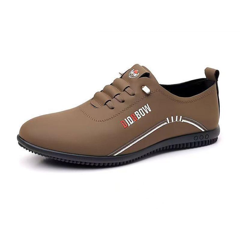 Men's PU Artificial leather shoes business casual shoes boys outdoor light sports shoes fashion students Oxfords walking shoes Daddy single shoes brown