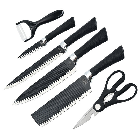6 Pcs/Sets Knife Sets 1.2mm Kitchen Knives Cutters Kitchen Scissors Stainless Steel Knives Multifunctional Cutter Meat Vegetables Fruit Cutters