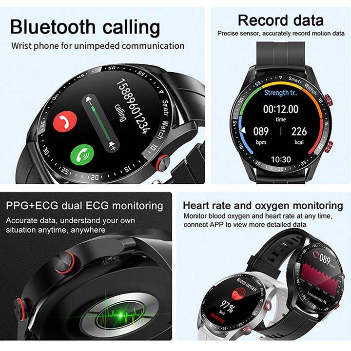 HW20 Smart Watch Bluetooth Call Wristwatch ECG+PPG Fitness Bracelet Heart Rate Blood Pressure Monitor Tracker Sports Smartwatch Men/Women Waterproof Smartwatch