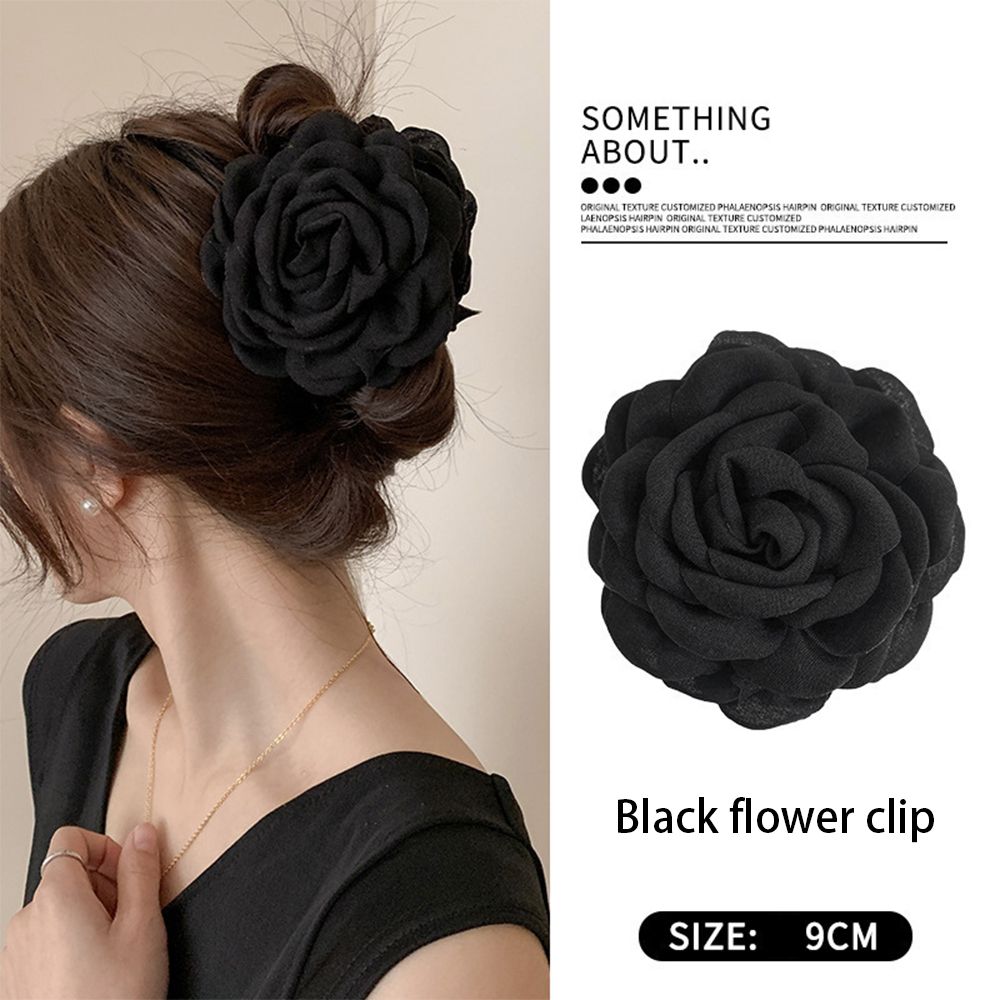 Rose Grab Clip Flower Headpiece New Back Head Clip Disc Hair Flower Headpiece Women's Disc Hair Grab Clip Beach Vacation Style Shark Clip Headpiece
