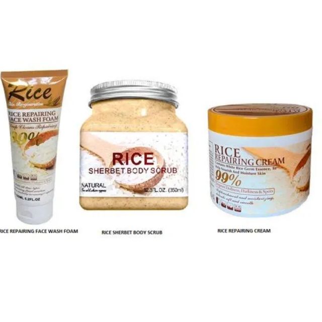 Fruit Of The Wokali 3 In 1 Set (Rice Face Wash +Rice Scrub +Rice Cream)