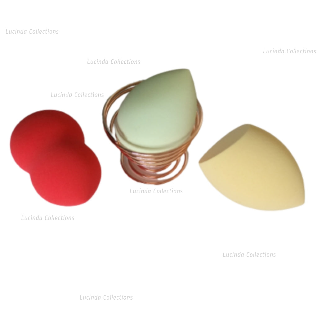 Makeup Puffs Sponge With Holder Stand Supporter Bevel Oblique Cut Gourd Waterdrop Foundation Powder Beauty Blender Set