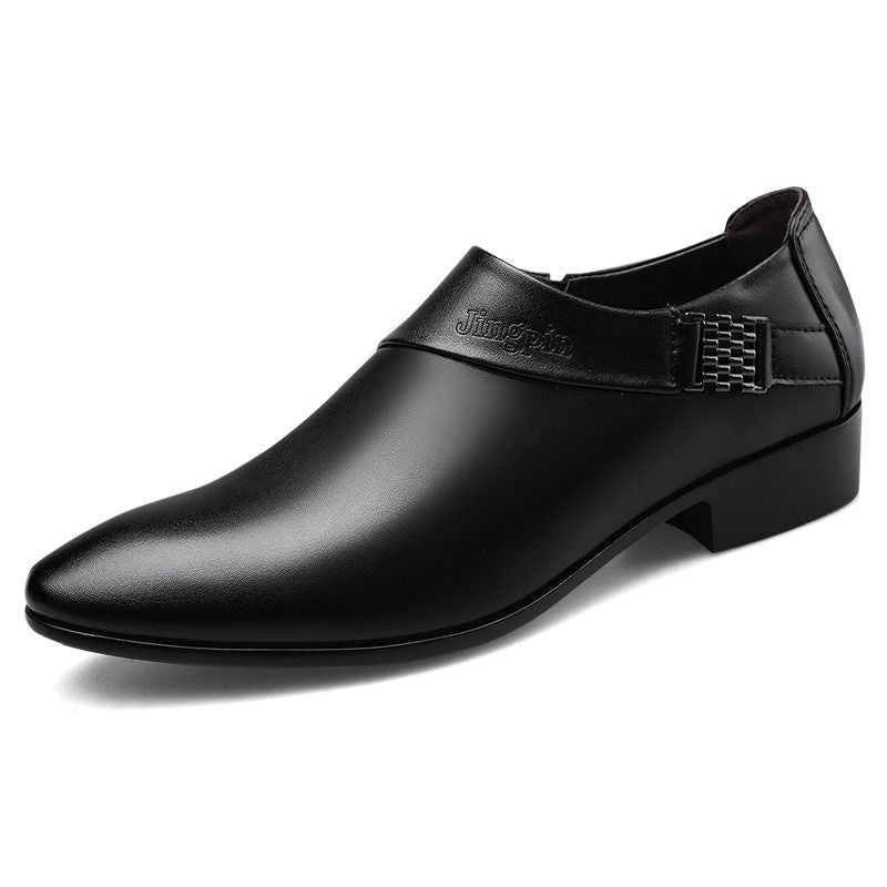 ASSKLO Large Size Full Leather Elegant Men's shoes men's leather shoes Official Shoes British Business Shoes Men Pointed Leather Formal Office Oxford Work high rise Black Men slip on dress loafers