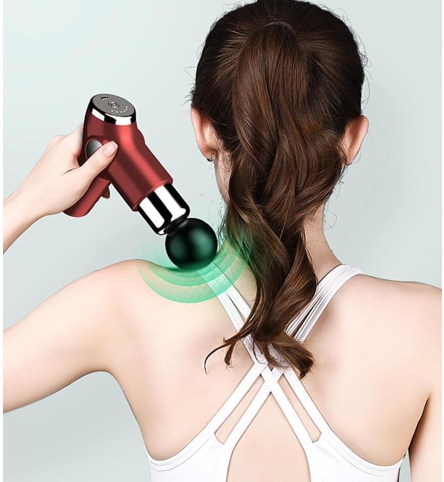 Mini Massage Gun, Powerful Handheld Muscle Massager for Back Pain Relief, Deep Tissue Percussion Small Massage Gun Travel Massager with 4 Massage Heads Electric Massage Gun, Deep Muscle Massager