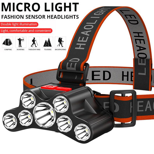 Rechargeable Headlamp, 7 LED Super Bright Waterproof Headlight with Red Lights, 4 Light Modes Head Lamp for Emergency Light Outdoors Fishing Hiking Camping Running