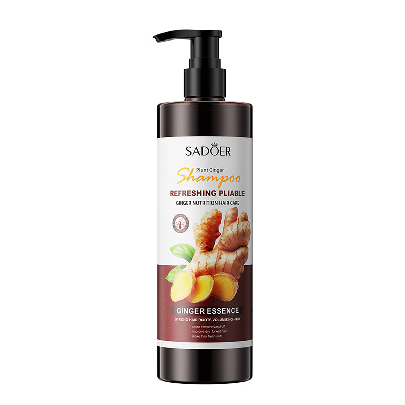 SADOER 500ml Ginger Refreshing & Smoothing Shampoo: Deep Scalp Nourishment, Anti-Frizz Formula, Repairs Roughness, Enhances Hair Shine