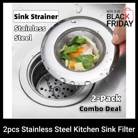 2pcs Stainless Steel Kitchen Sink Filter Food Waste & Water Drainage Anti-Clogging Easy Clean Durable Sink Strainer Kitchen Sink Stopper Drain Household Sink Filter Drain Strainer Catcher Stopper