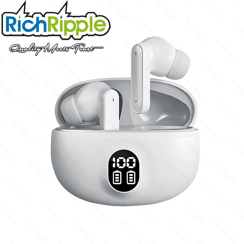RichRipple New GT11 TWS Wireless Earphone Sports Earphods Digital LED Display Stereo Earphones with Mic 5.3 Bluetooth Type-C