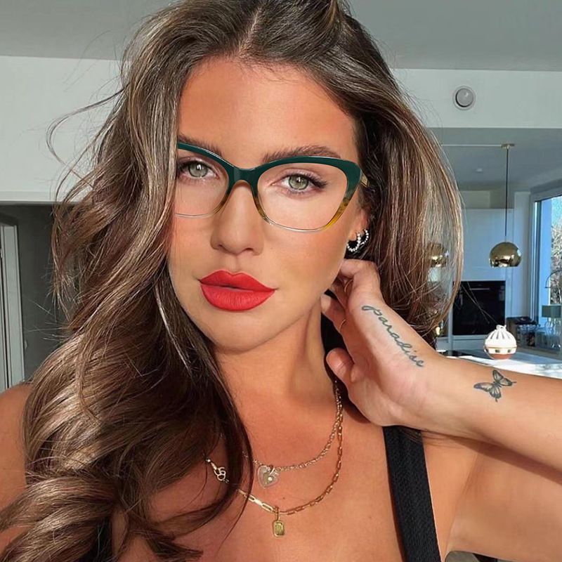 New Leopard Cat Eye Glasses Anti Blue Light Photochromic Glasses Eyewear Color Changing Eyeglasses Frame Eyewear Frames