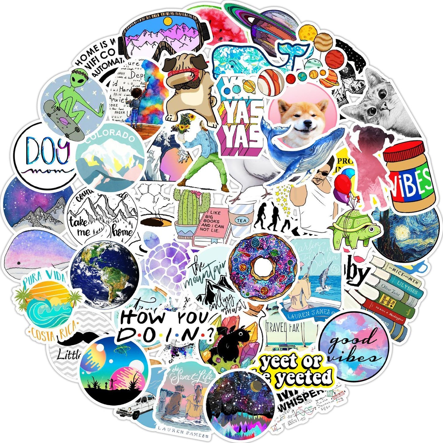 ZHJH Stickers in multiple styles trendy styles selected by fans student stickers luggage notebook tea cup cat big red bright and bright styles