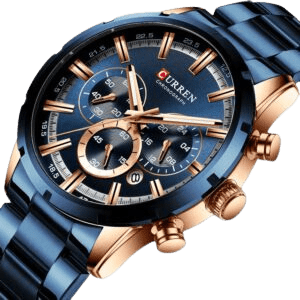 M8355 CURREN Blue New Fashion Mens Watches With Stainless Steel Top Brand Luxury Sports Chronograph Quartz Watch