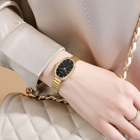 Hot Sale New Fashion Ladies Watch Female Steel Belt Ins Style High-Grade Oval Steel Belt Bracelet Versatile Quartz Watch