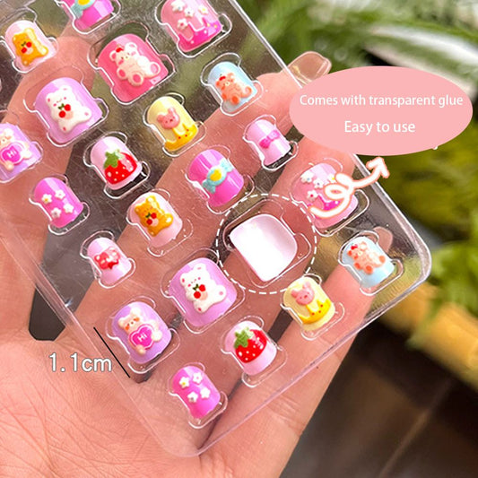 New 3D Stereoscopic Nail Stickers for Children, Cute Finger Stickers for Kindergarten Girls, Eco friendly Jelly Glue Nail Stickers
