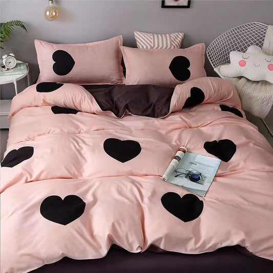 Heart Printing 4in1 Bedding sets & accessories Duvet Cover (1 quilt cover +1 bed sheet +2 Pillowcase )without duvet And Pillow insert