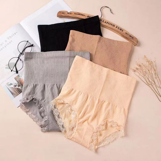 3 Pcs Women's underwear high-waist postpartum tummy tuck pants ladies hip Lift body sculpting pants Girls' lace panties Comfortable body briefs students Lingerie