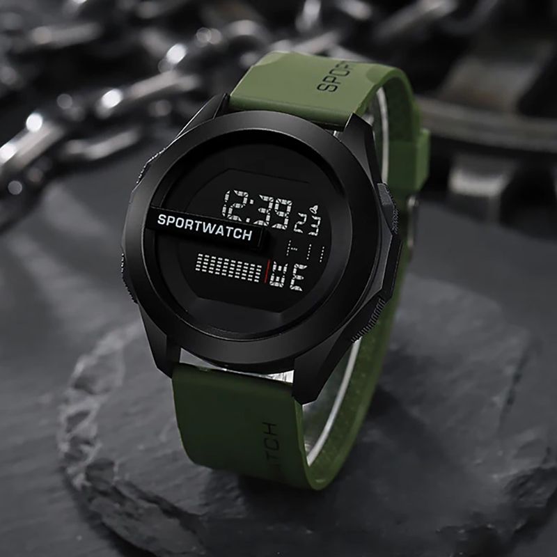 Men Sport LED Watches Men Digital Clock Wristwatch Stopwatch Luminous with Date Week Original Waterproof Clock Multi-Functional Rubber Man Fitnes Athlete Timekeeping Electronic Watch