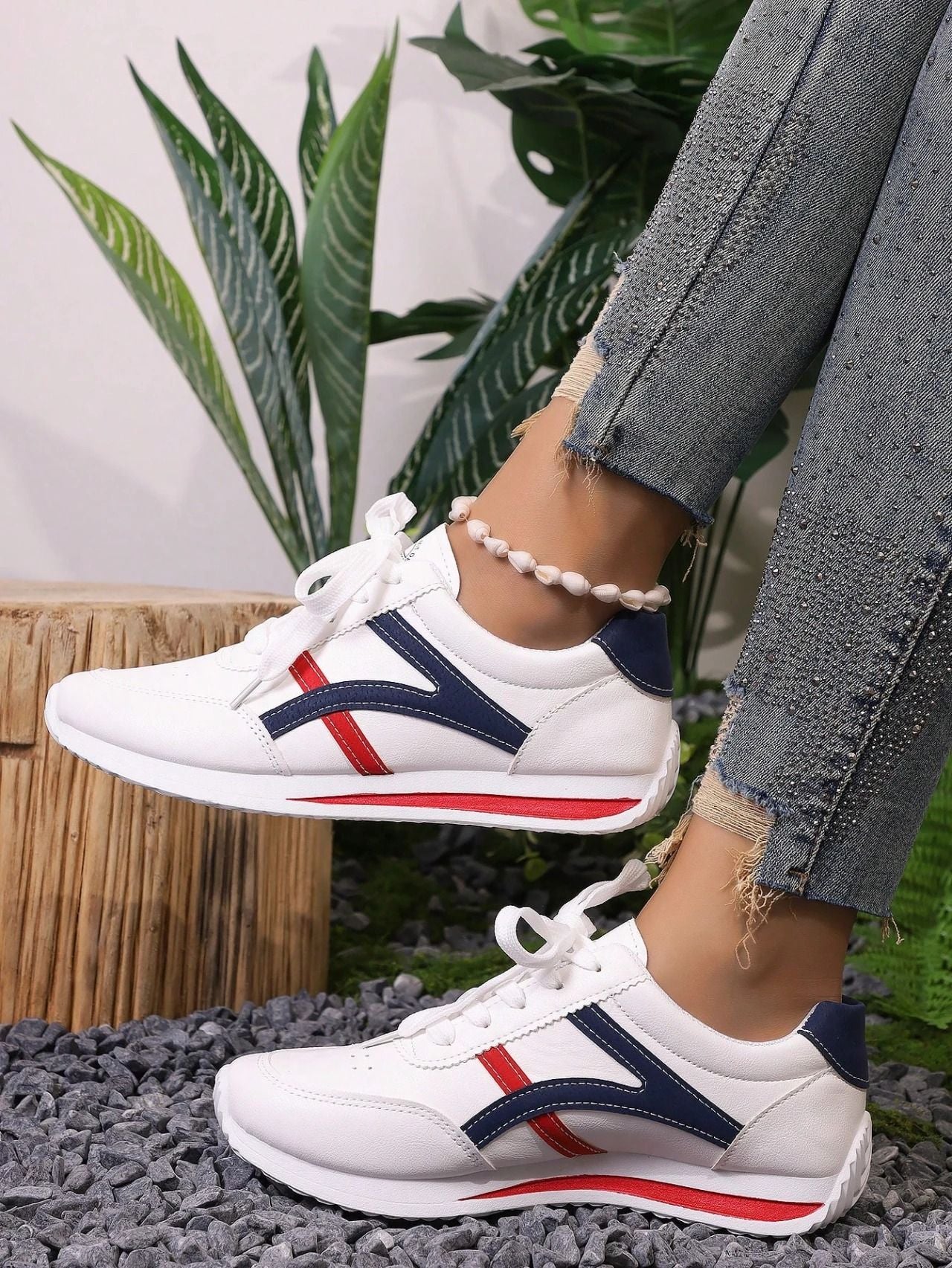 ASSKLO Sneakers Women Large Size New Sports Shoes Women's Small White Shoes Fashion Comfort Sneakers Lightweight Casual Running Shoes trendy shoes tennis shoe ladies shoes leather upper White Red Grey