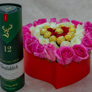 Mixed Flower Box, Chocolates and Whisky