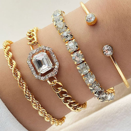 5-pcs bracelet + pendant necklace luxury diamond women's bracelet fashion women's bracelet jewelry set girls crystal bracelet female accessories women's jewelry