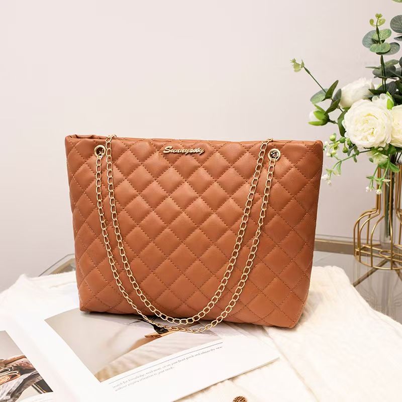 Small diamond lattice large bag chain bag women's senior sense women's shoulder bags Large capacity shoulder bag