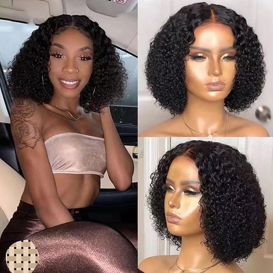 Wig small curly hair synthetic natural short curly black wigs for lady gift