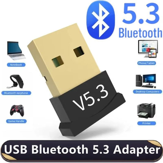 USB Wireless Bluetooth Adapter 5.3 Transmitter Receiver For Computer PC Laptop Phone Tablet Printer Headphone Speaker Wireless Mouse Keyboard USB Music Dongle Adapter Car Speaker