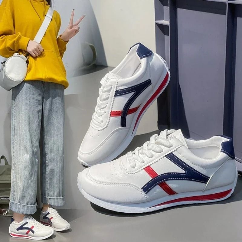 ASSKLO Sneakers Women Large Size New Sports Shoes Women's Small White Shoes Fashion Comfort Sneakers Lightweight Casual Running Shoes trendy shoes tennis shoe ladies shoes leather upper White Red Grey