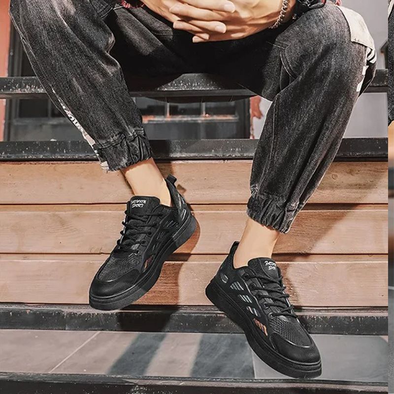 ASSKLO Men's Shoes Sneakers Casual Shoes Versatile fashionable Rubber Flats Leisure Shoes Casual Low-Top Mesh Sneakers Versatile Rubber Outsole Men's Footwear Breathable Mesh Casual Work Shoes black