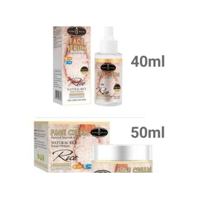Natural Rice Face Serum+Rice Face Cream ForAcne&Scars,Anti-Wrinkles,Collagen Stimulation&hydration