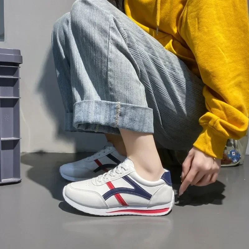 ASSKLO Sneakers Women Large Size New Sports Shoes Women's Small White Shoes Fashion Comfort Sneakers Lightweight Casual Running Shoes trendy shoes tennis shoe ladies shoes leather upper White Red Grey